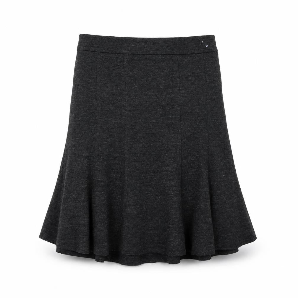 Front view of Phase Eight women’s grey acrylic swing skirt, size UK 12, zip