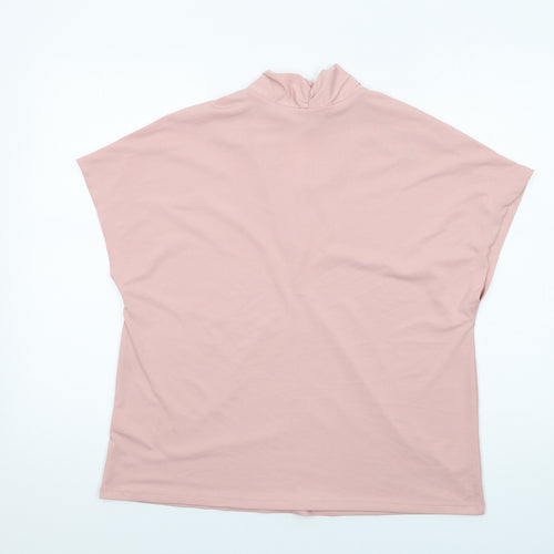 H&M Womens Pink Polyester Basic Blouse Size L V-Neck