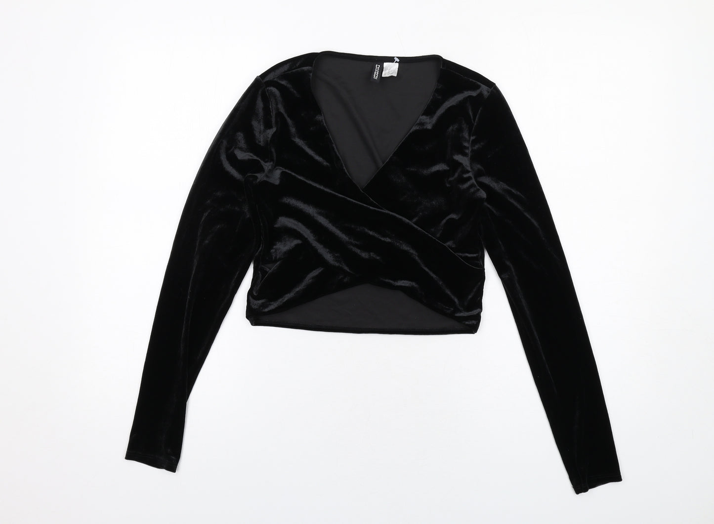H&M Womens Black Polyester Basic Blouse Size M V-Neck