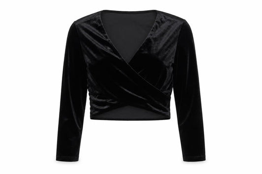 Front view of H&M women’s black polyester basic blouse, size M, v-neck