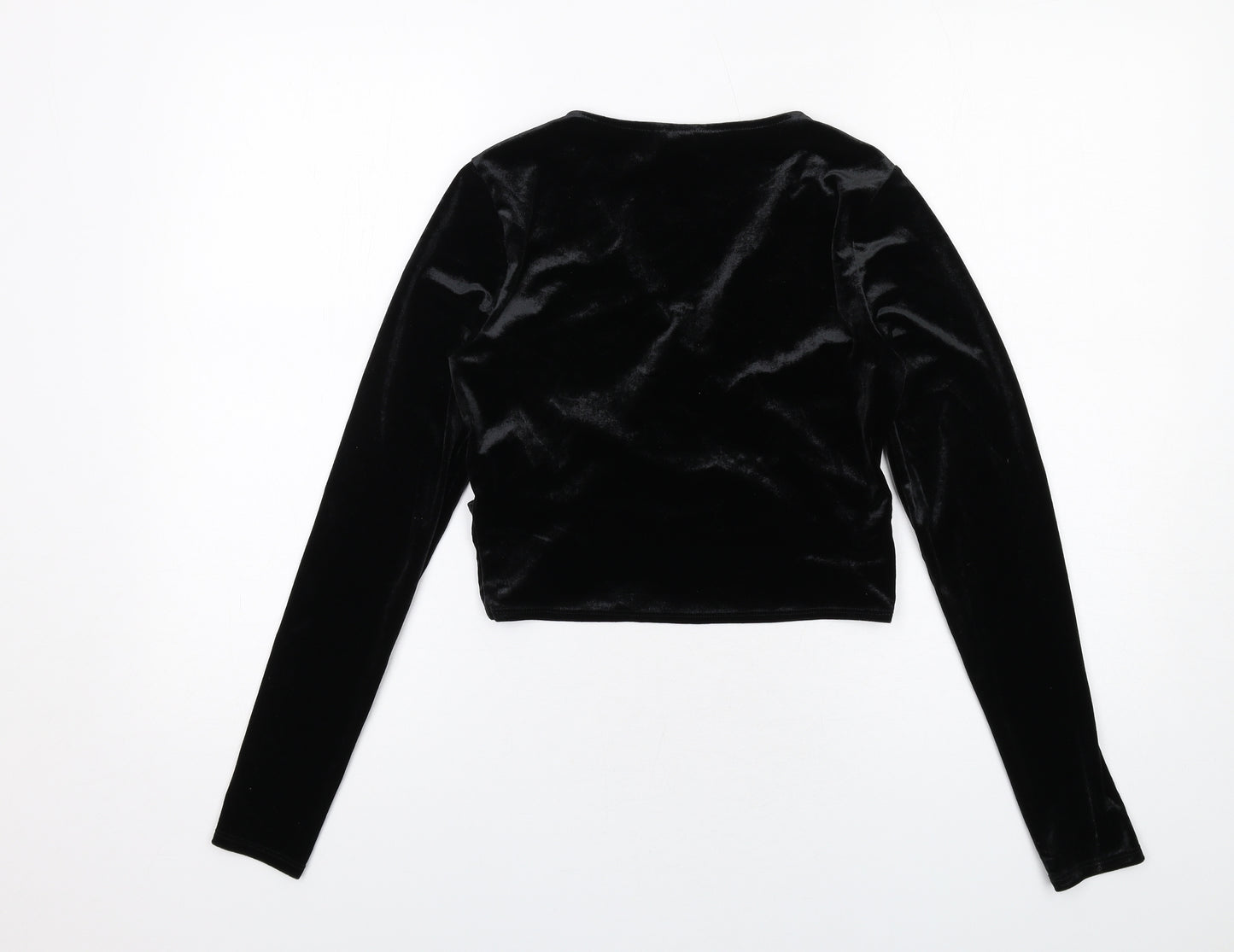 H&M Womens Black Polyester Basic Blouse Size M V-Neck
