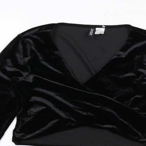 H&M Womens Black Polyester Basic Blouse Size M V-Neck