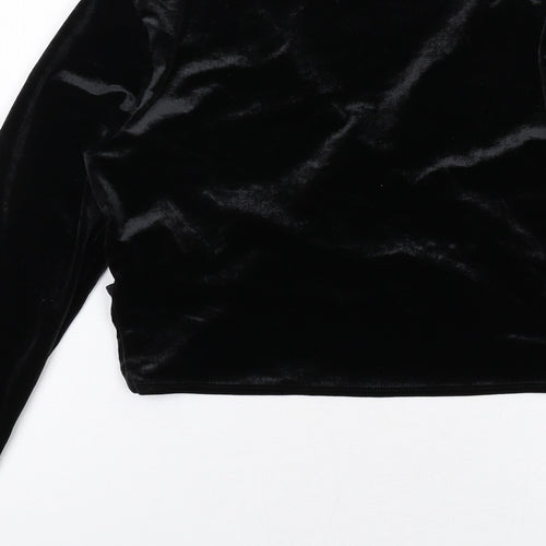 H&M Womens Black Polyester Basic Blouse Size M V-Neck