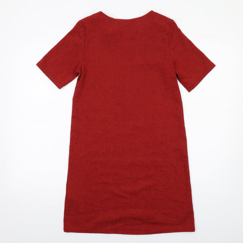 New Look Womens Red Polyester A-Line Size 6 Round Neck Pullover