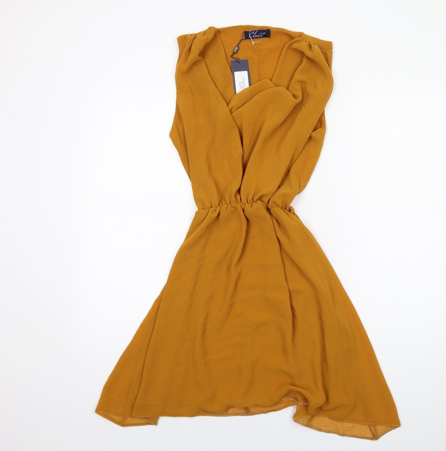 Closet Womens Yellow Polyester A-Line Size 10 V-Neck Pullover