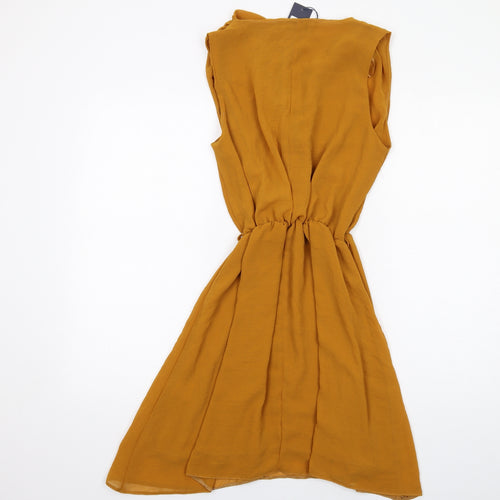 Closet Womens Yellow Polyester A-Line Size 10 V-Neck Pullover