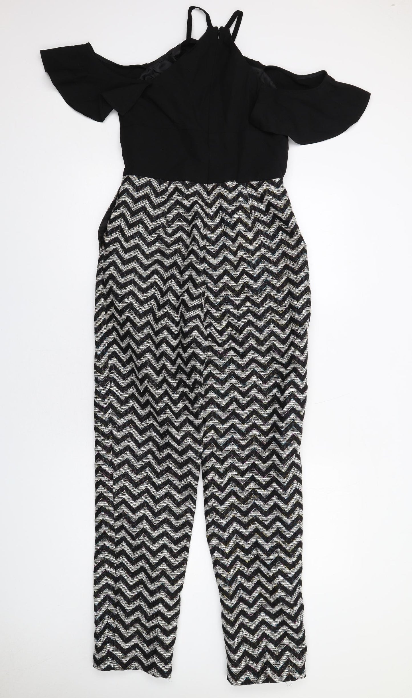 ASOS Womens Multicoloured Herringbone Polyester Jumpsuit One-Piece Size 10 L29 in Zip