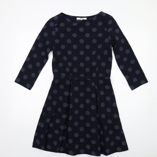 NEXT Womens Blue Polka Dot Polyester A-Line Size 10 Round Neck Pullover