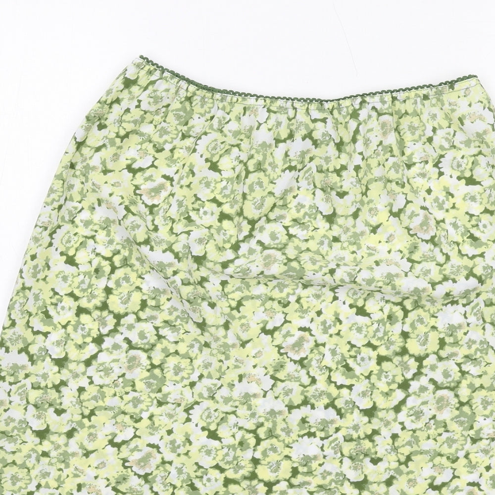 AMARANTO Womens Green Floral Polyester A-Line Skirt Size 12