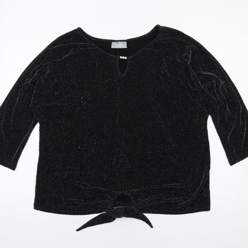 Wallis Womens Black Polyester Basic Blouse Size L Round Neck