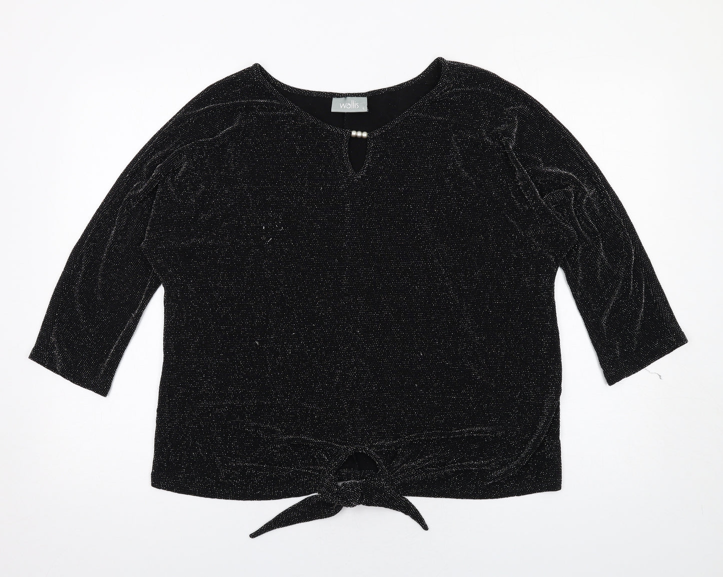 Wallis Womens Black Polyester Basic Blouse Size L Round Neck