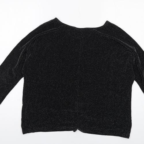 Wallis Womens Black Polyester Basic Blouse Size L Round Neck