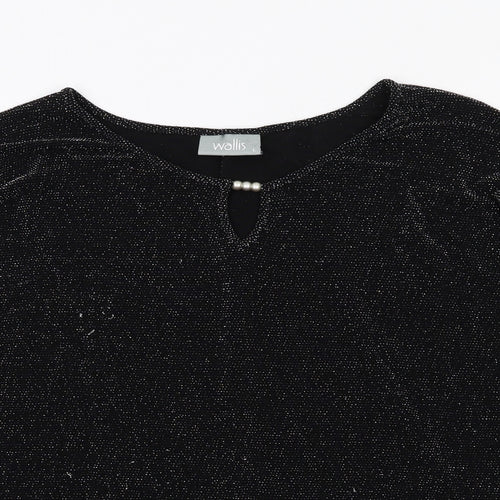 Wallis Womens Black Polyester Basic Blouse Size L Round Neck