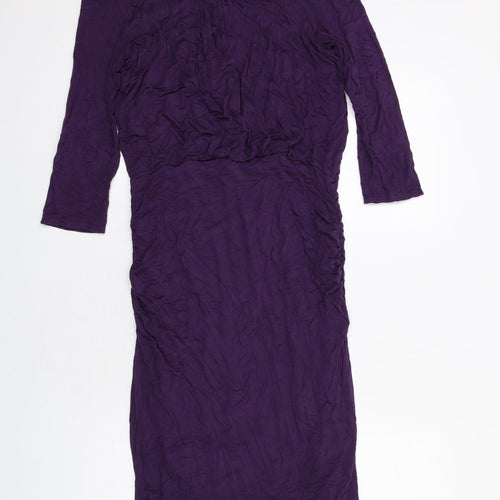 Phase Eight Womens Purple Viscose Shift Size 12 Round Neck Pullover