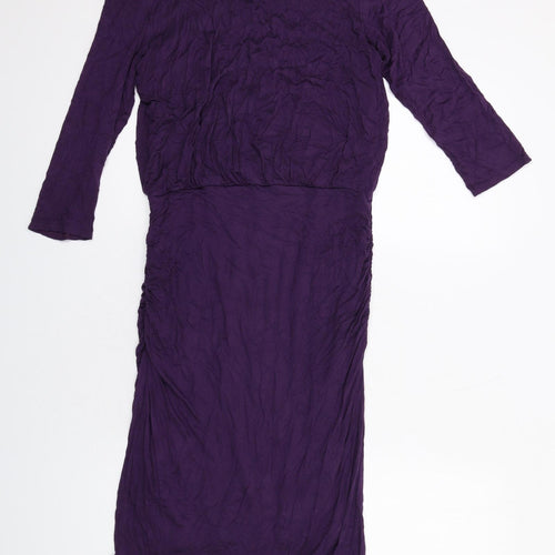Phase Eight Womens Purple Viscose Shift Size 12 Round Neck Pullover