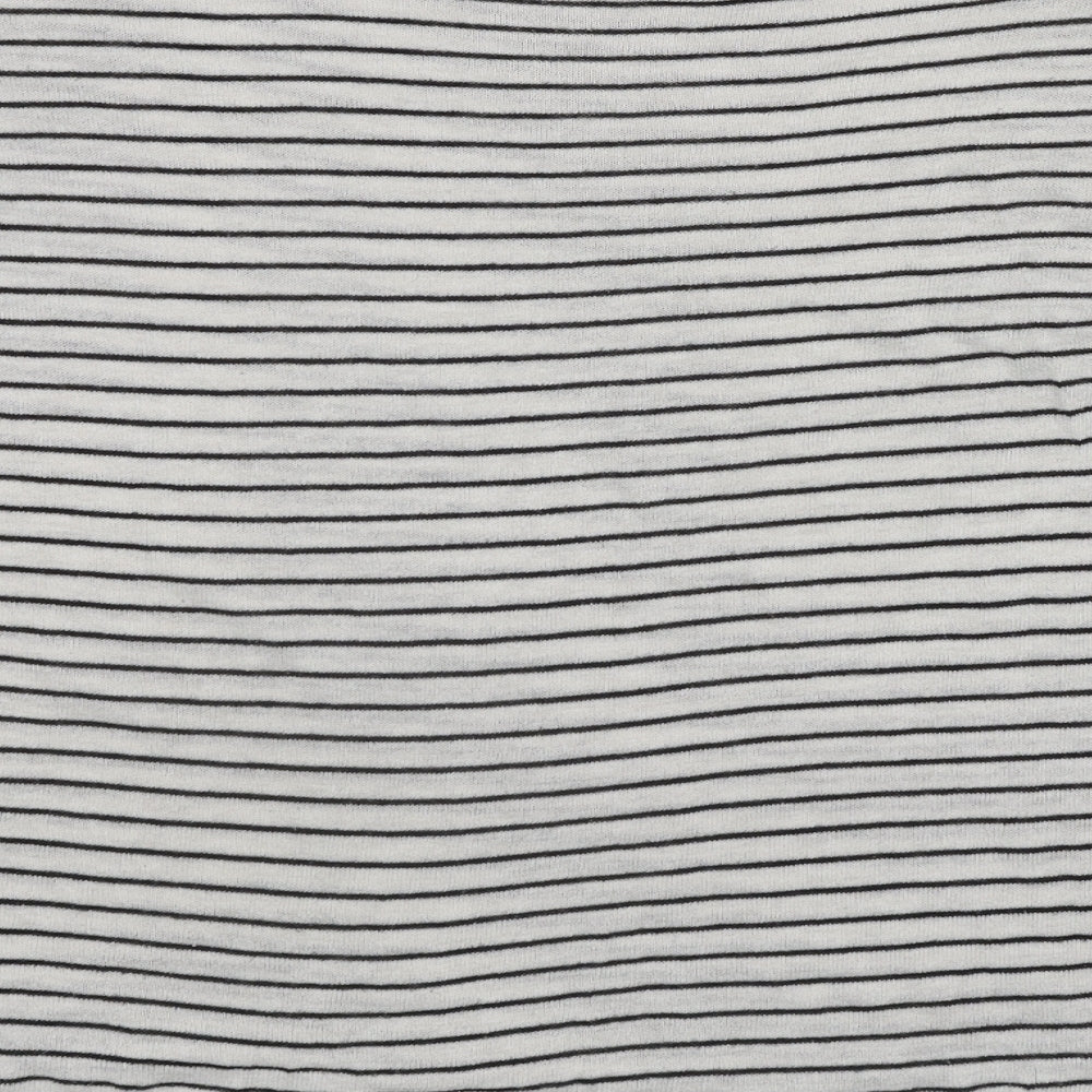 Zara Womens White Round Neck Striped Polyester Pullover Jumper Size S