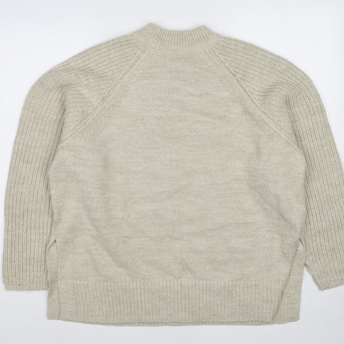 Marks and Spencer Womens Beige Mock Neck Acrylic Pullover Jumper Size L
