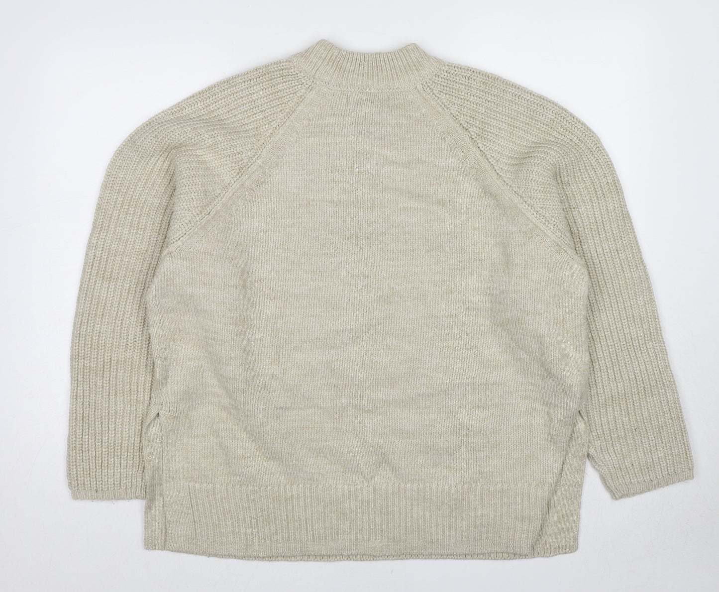 Marks and Spencer Womens Beige Mock Neck Acrylic Pullover Jumper Size L