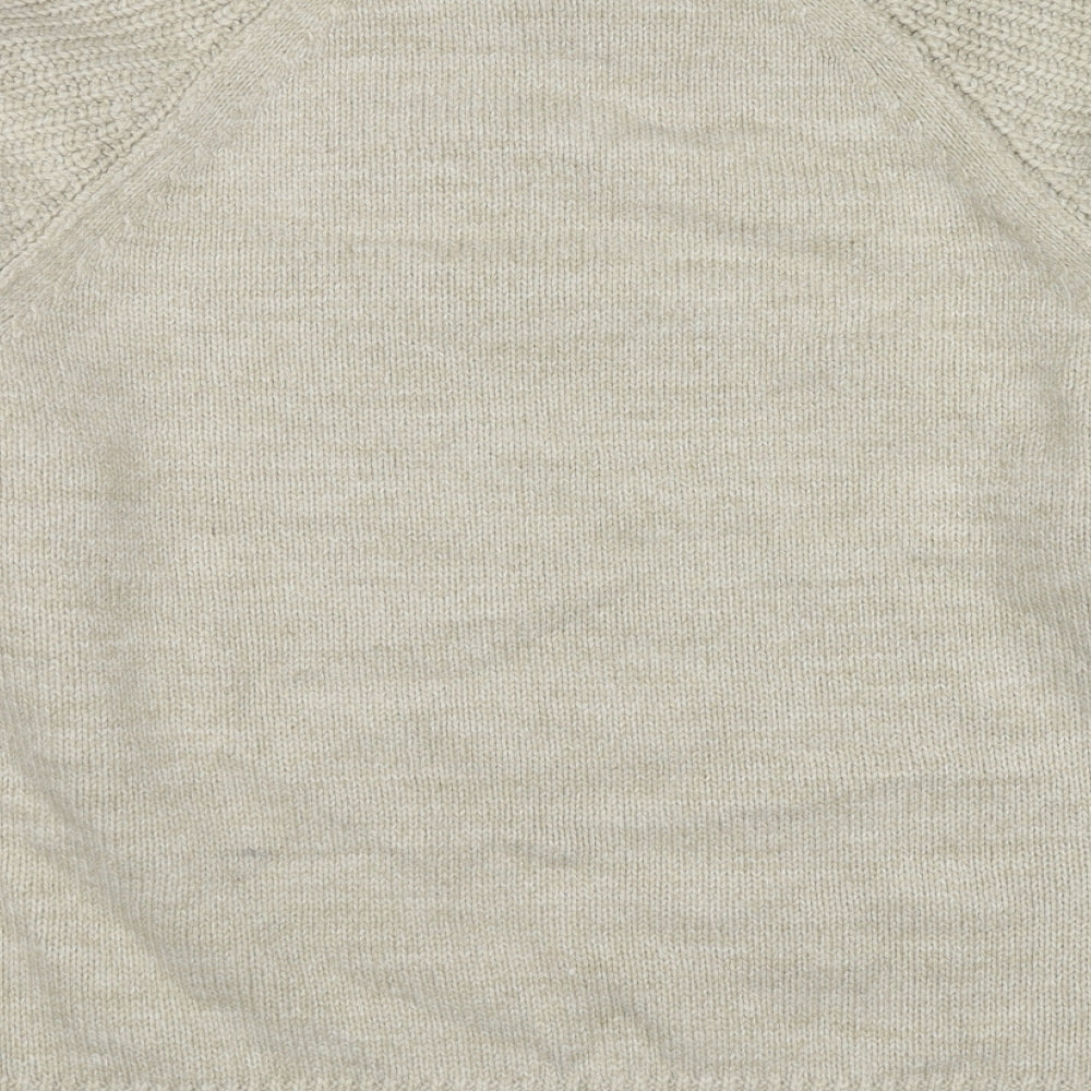 Marks and Spencer Womens Beige Mock Neck Acrylic Pullover Jumper Size L