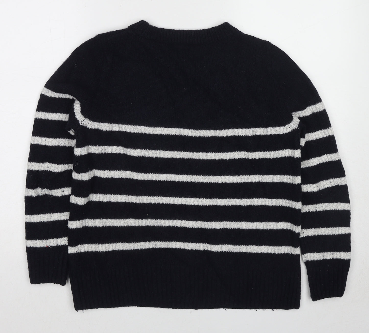 Barbour Womens Blue Round Neck Striped Wool Pullover Jumper Size 14