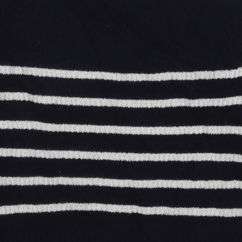 Barbour Womens Blue Round Neck Striped Wool Pullover Jumper Size 14
