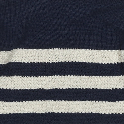 NEXT Boys Blue Striped Cotton Pullover Jumper Size 12-18 Months Button - Anckor