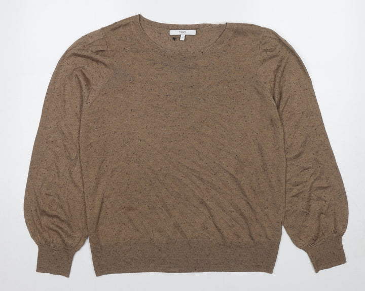 NEXT Womens Brown Round Neck Polyester Pullover Jumper Size L