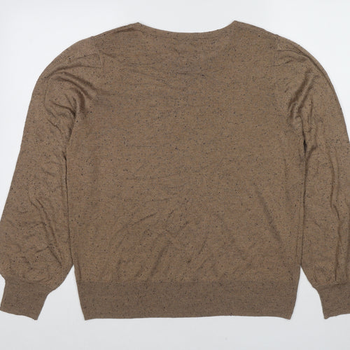 NEXT Womens Brown Round Neck Polyester Pullover Jumper Size L
