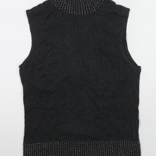 Marella Womens Grey Mock Neck Silk Pullover Jumper Size L