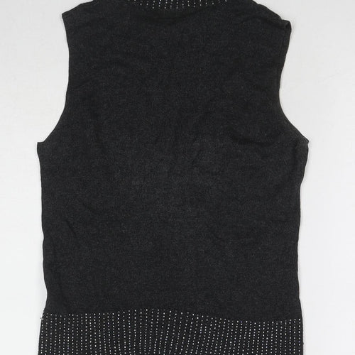Marella Womens Grey Mock Neck Silk Pullover Jumper Size L