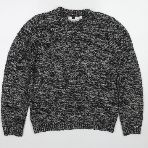 Topshop Mens Black Crew Neck Acrylic Pullover Jumper Size S Long Sleeve