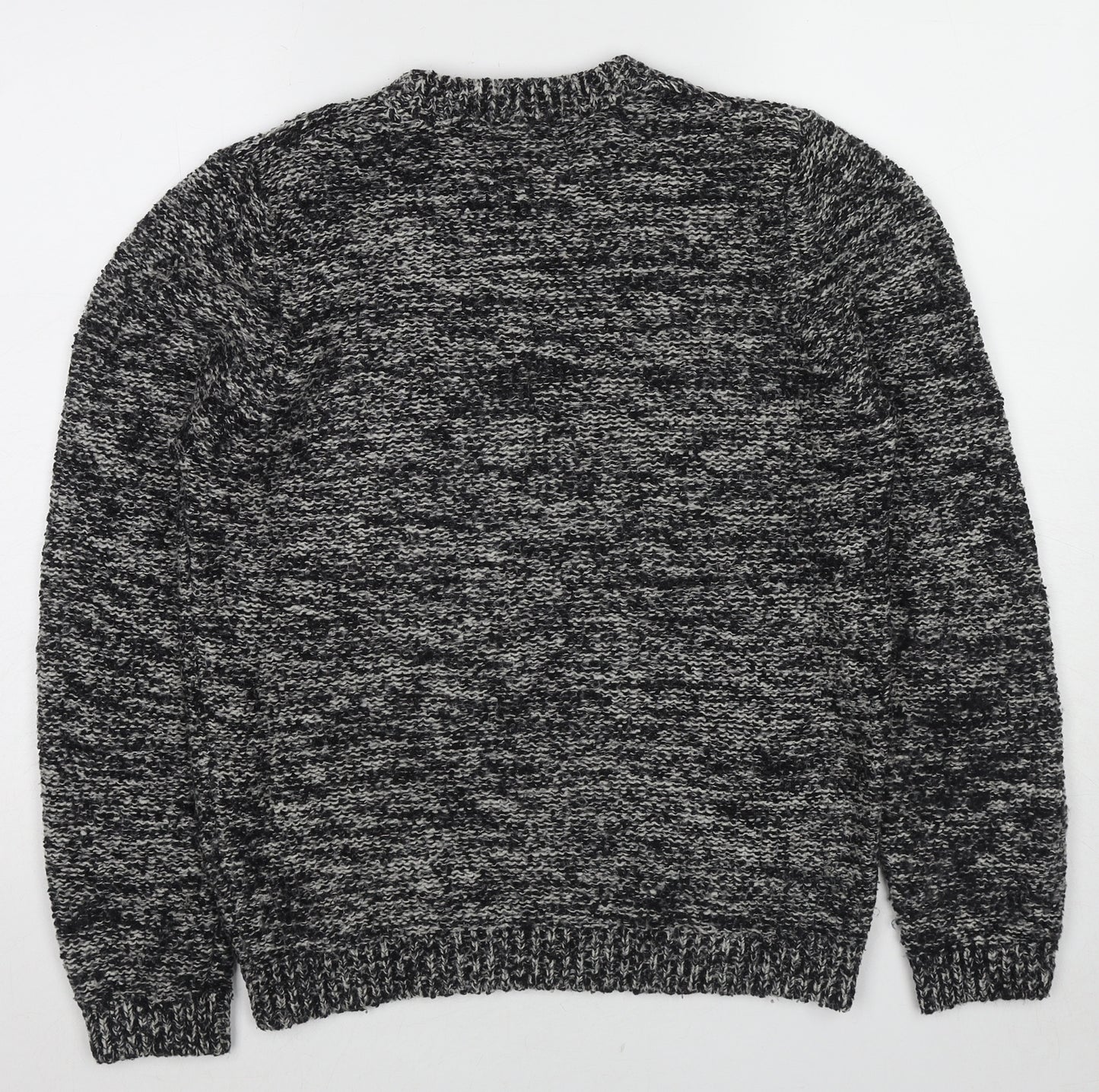 Topshop Mens Black Crew Neck Acrylic Pullover Jumper Size S Long Sleeve
