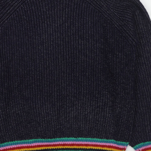 Joules Womens Blue Round Neck Striped Acrylic Pullover Jumper Size 6
