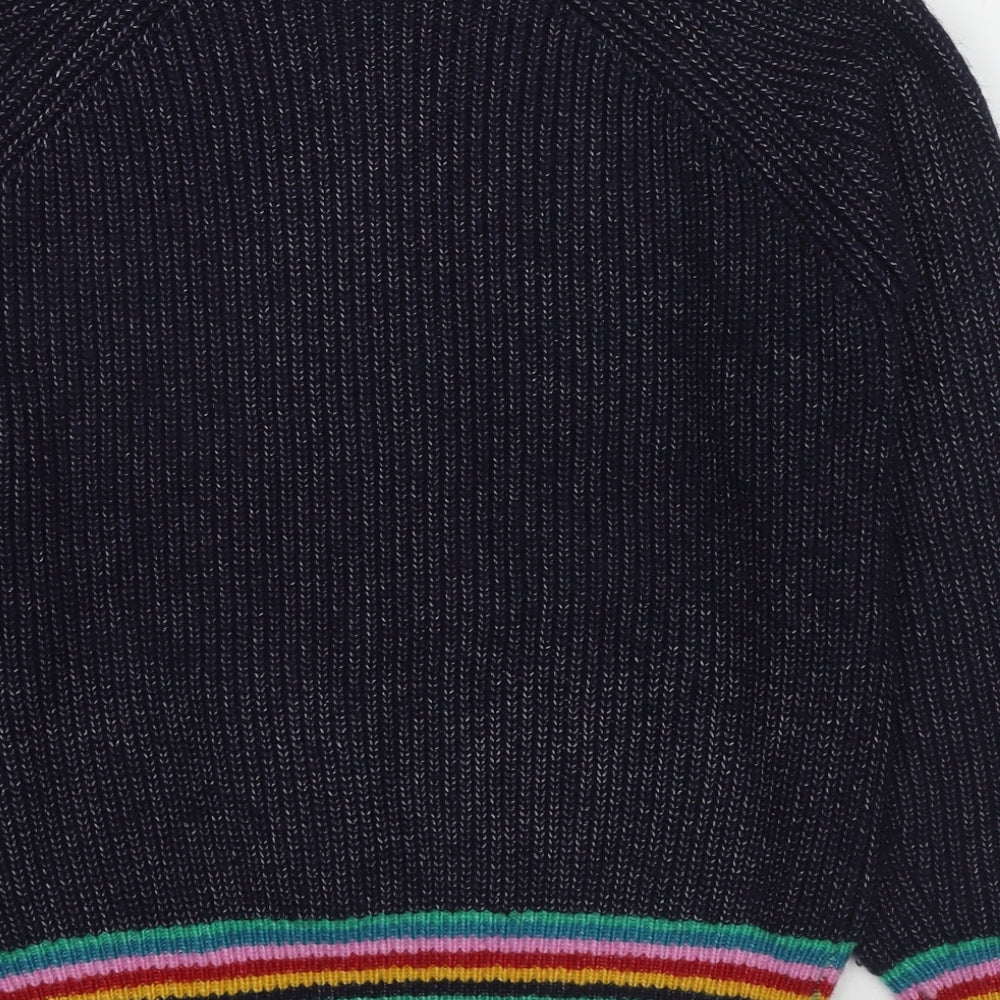 Joules Womens Blue Round Neck Striped Acrylic Pullover Jumper Size 6
