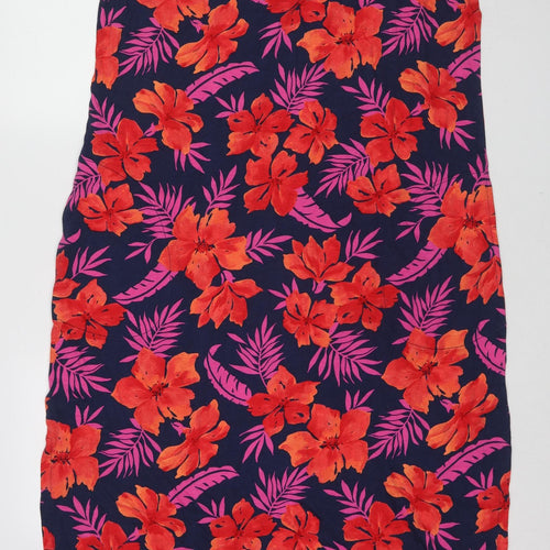 Lands' End Womens Multicoloured Floral Cotton Tank Dress Size L Round Neck Pullover