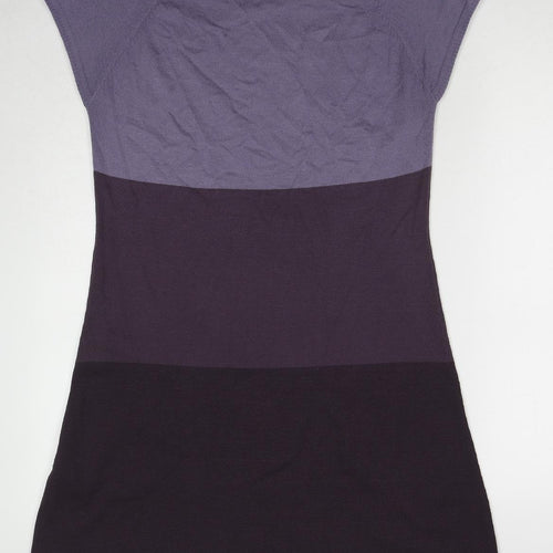 H&M Womens Purple Striped Acrylic A-Line Size M Round Neck Pullover
