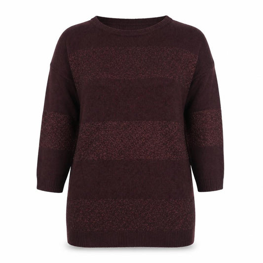 Front view of Next women’s red boat neck striped viscose jumper, size UK 12