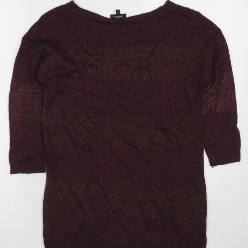 NEXT Womens Red Boat Neck Striped Viscose Pullover Jumper Size 12