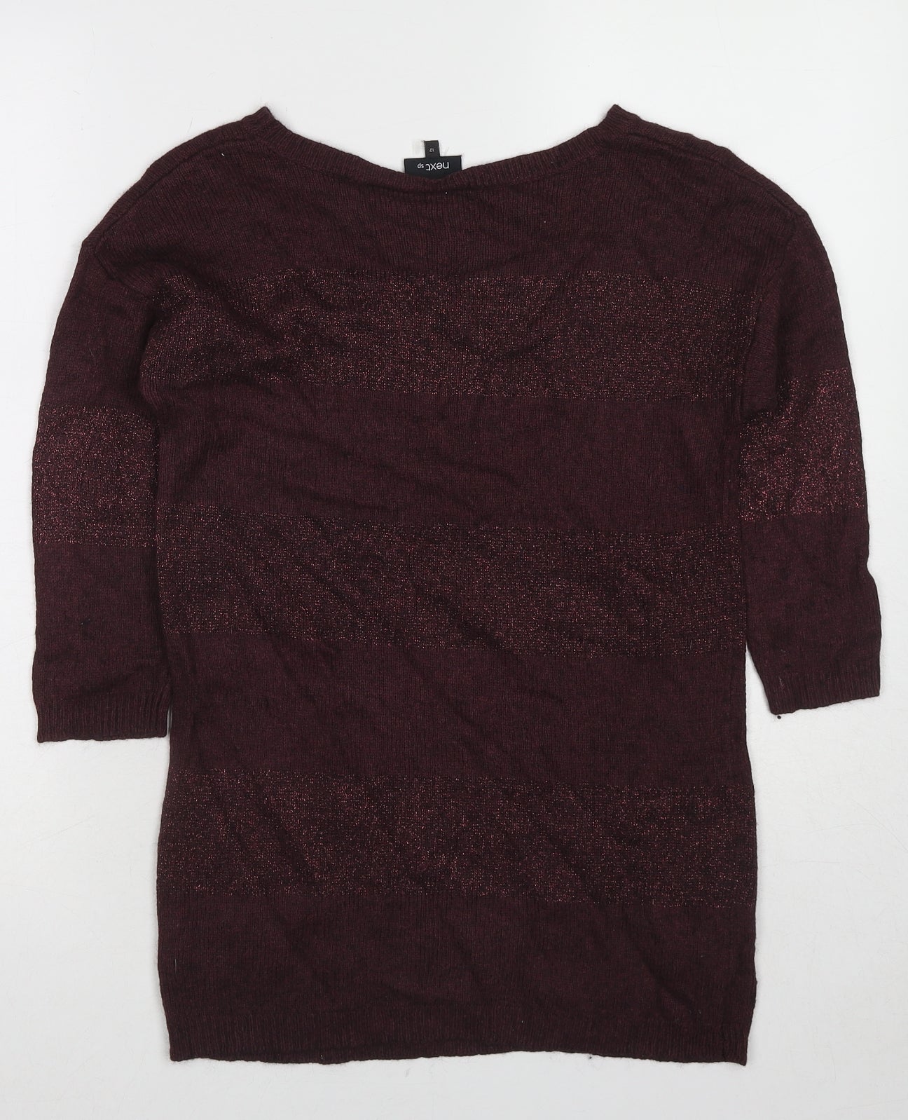 NEXT Womens Red Boat Neck Striped Viscose Pullover Jumper Size 12