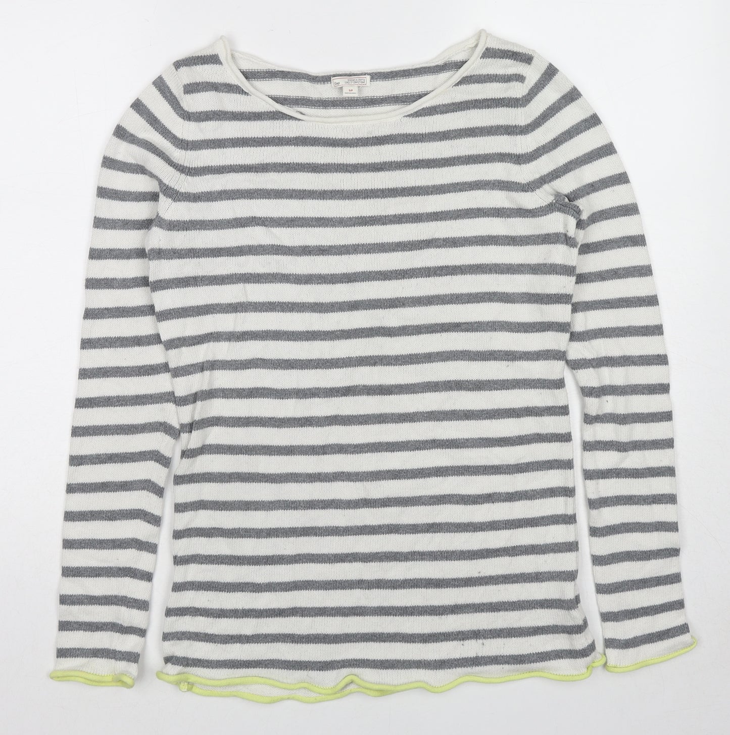 Gap Womens Multicoloured Boat Neck Striped Cotton Pullover Jumper Size S