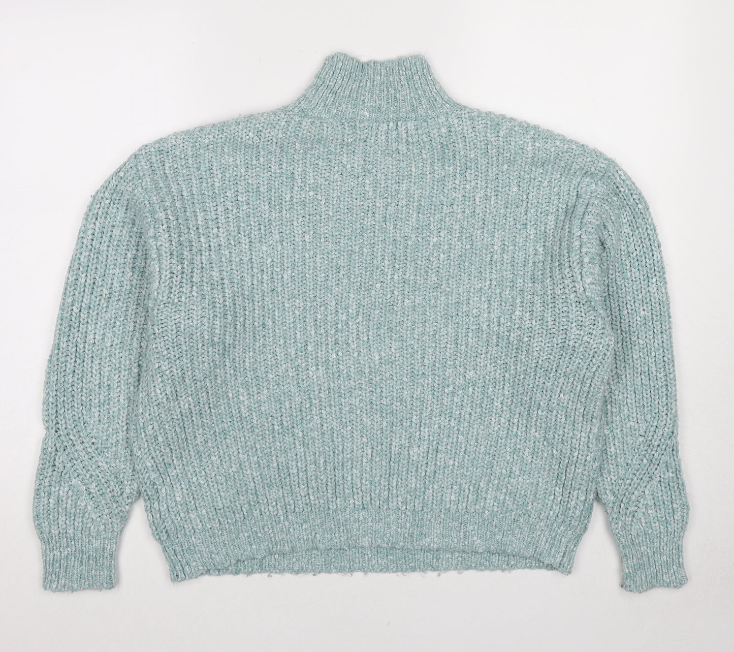 Marks and Spencer Womens Blue Mock Neck Polyester Pullover Jumper Size M
