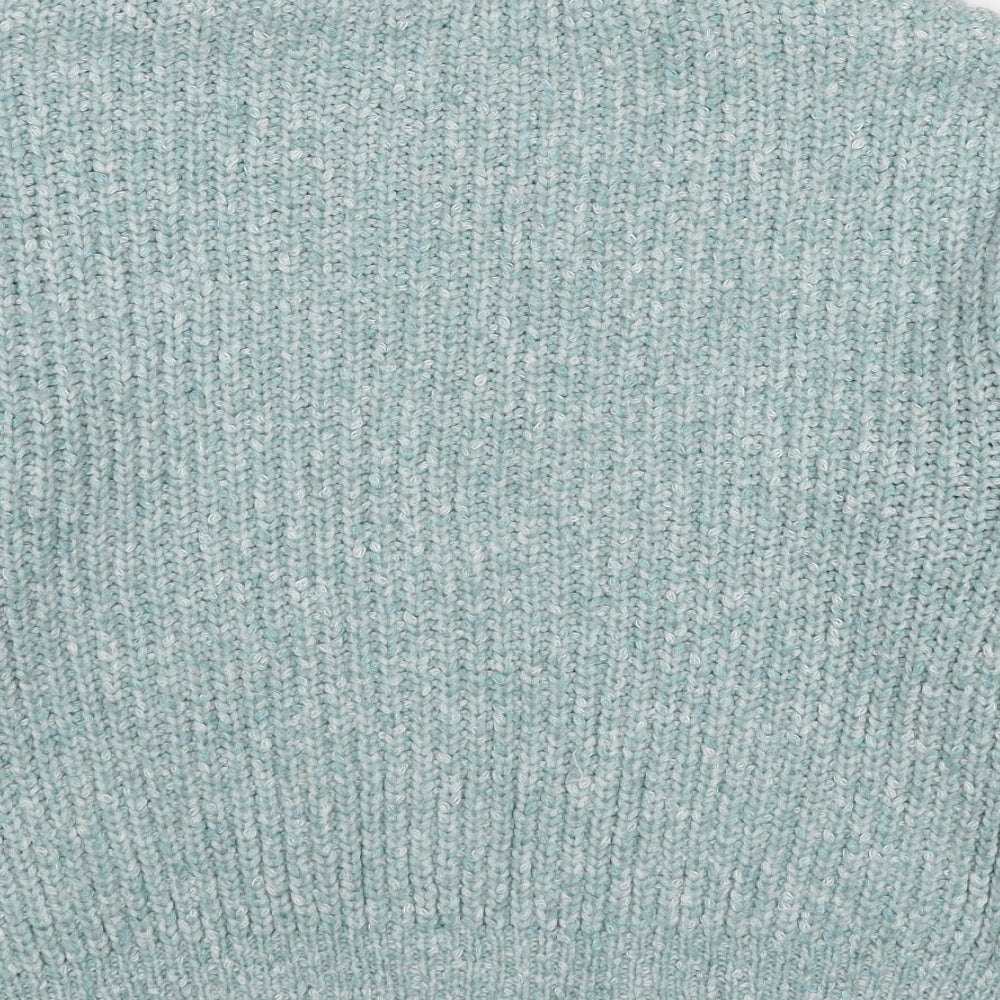 Marks and Spencer Womens Blue Mock Neck Polyester Pullover Jumper Size M