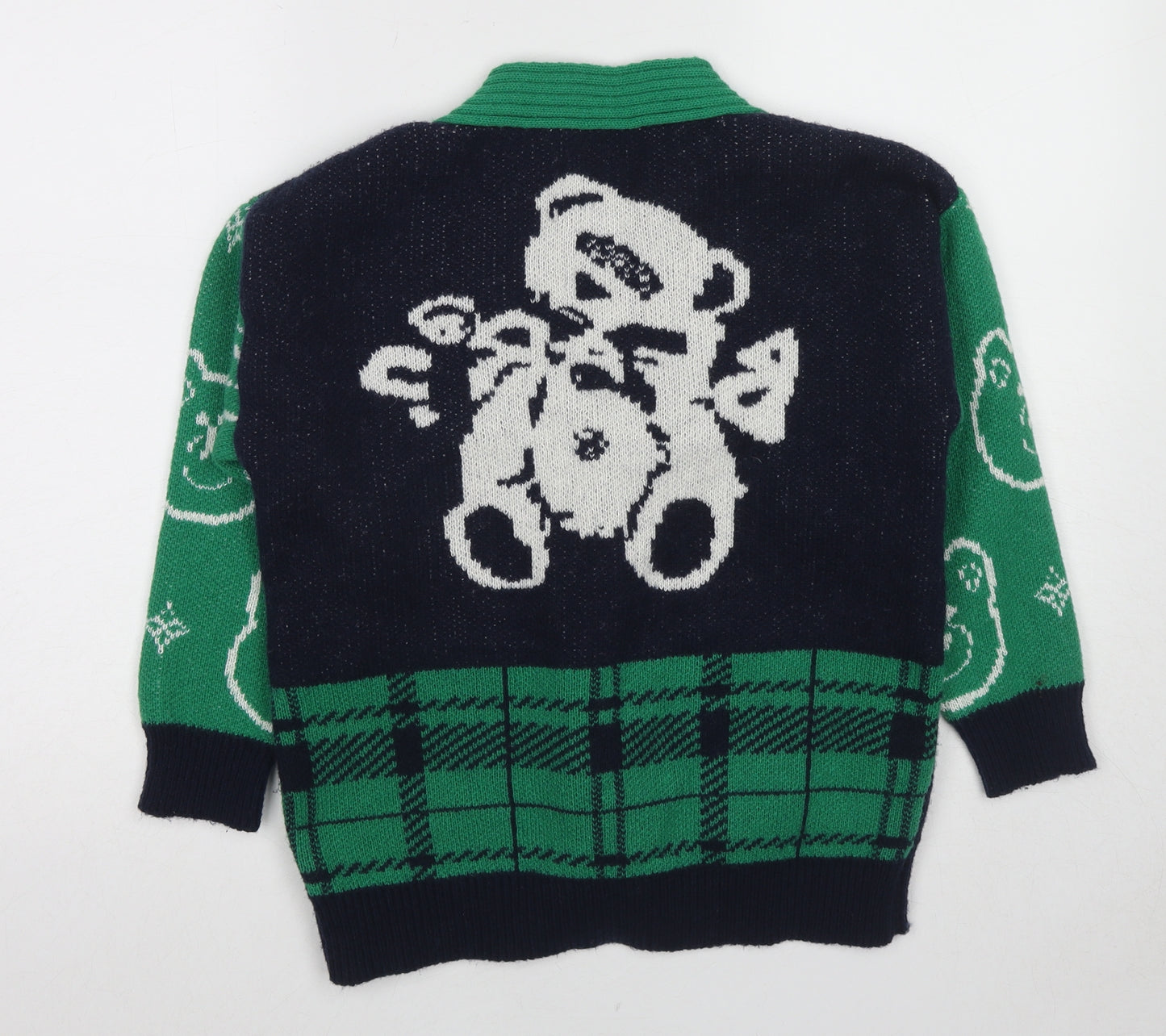 Snoopy Girls Multicoloured V-Neck Geometric Polyester Cardigan Jumper One Size Button - Bears