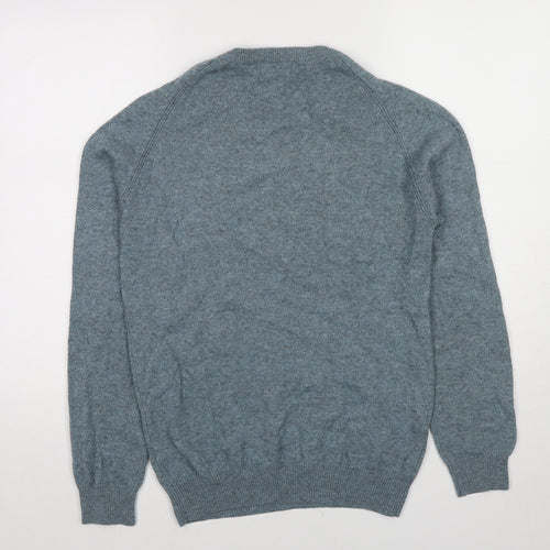 Marks and Spencer Mens Blue Crew Neck Wool Pullover Jumper Size S Long Sleeve