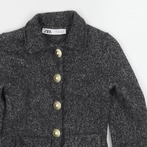 Zara Womens Grey Geometric Jacket Blazer Size S Button
