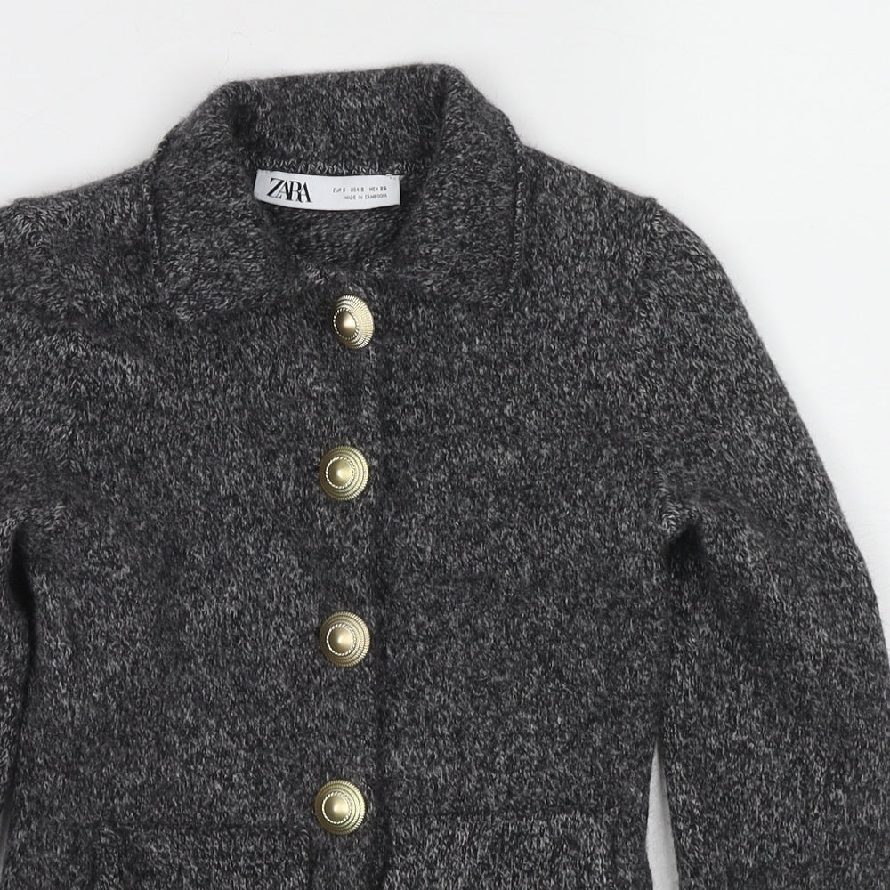 Zara Womens Grey Geometric Jacket Blazer Size S Button