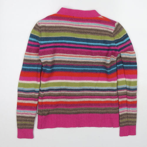 NEXT Womens Multicoloured V-Neck Striped Wool Cardigan Jumper Size 12