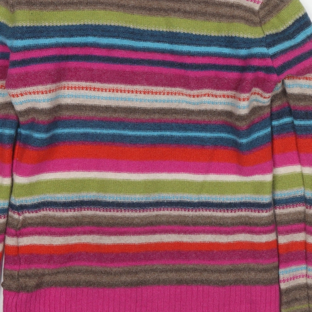 NEXT Womens Multicoloured V-Neck Striped Wool Cardigan Jumper Size 12
