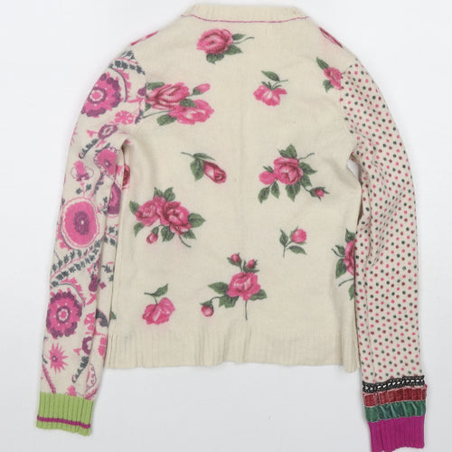 River Island Womens Multicoloured Round Neck Floral Wool Pullover Jumper Size 8