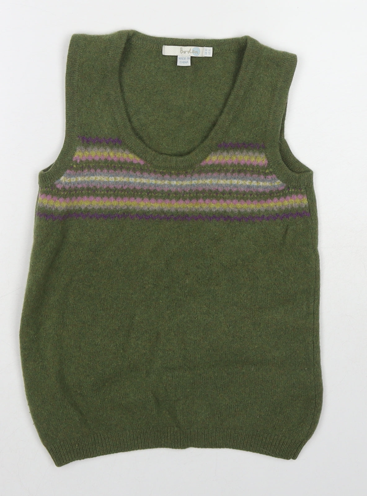Boden Womens Green Scoop Neck Wool Vest Jumper Size 10